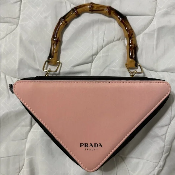 Prada Pink and Black Triangle Clutch - Picture 4 of 9